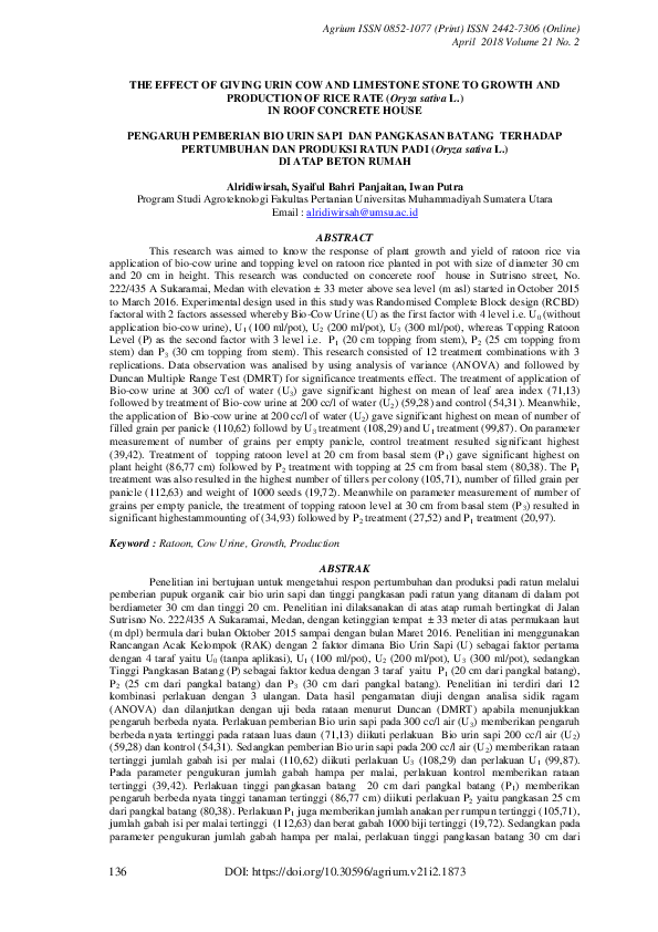 (PDF) Pengaruh Pemberian Bio Urin Sapi Dan Pangkasan Batang Terhadap ...