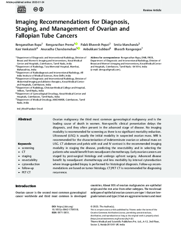 (PDF) Imaging Recommendations for Diagnosis, Staging, and Management of ...