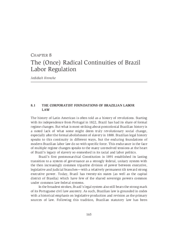 (PDF) The (Once) Radical Continuities of Brazil Labor Regulation