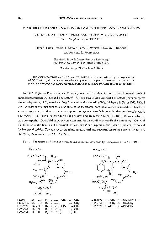 (PDF) Microbial transformation of immunosuppressive compounds III ...