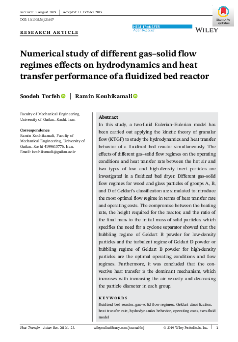 (PDF) Numerical study of different gas–solid flow regimes effects on ...