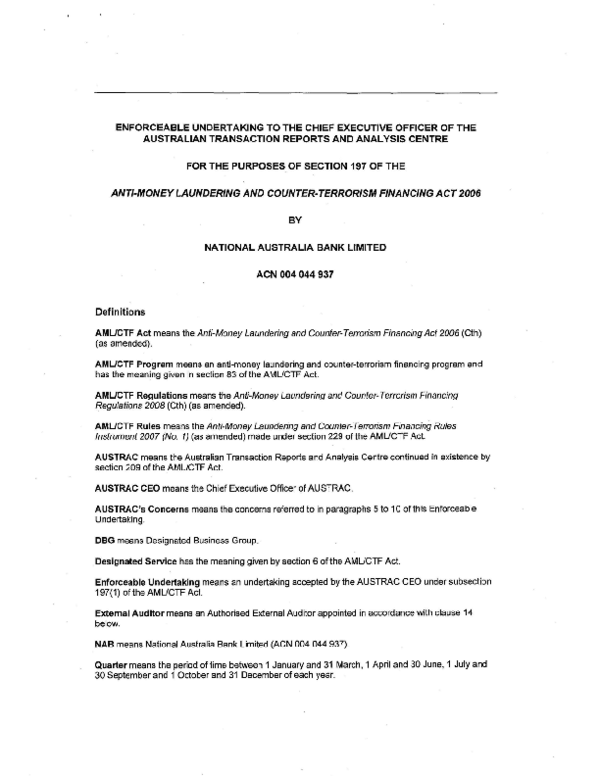 (PDF) ENFORCEABLE UNDERTAKING TO THE CHIEF EXECUTIVE OFFICER OF THE ...