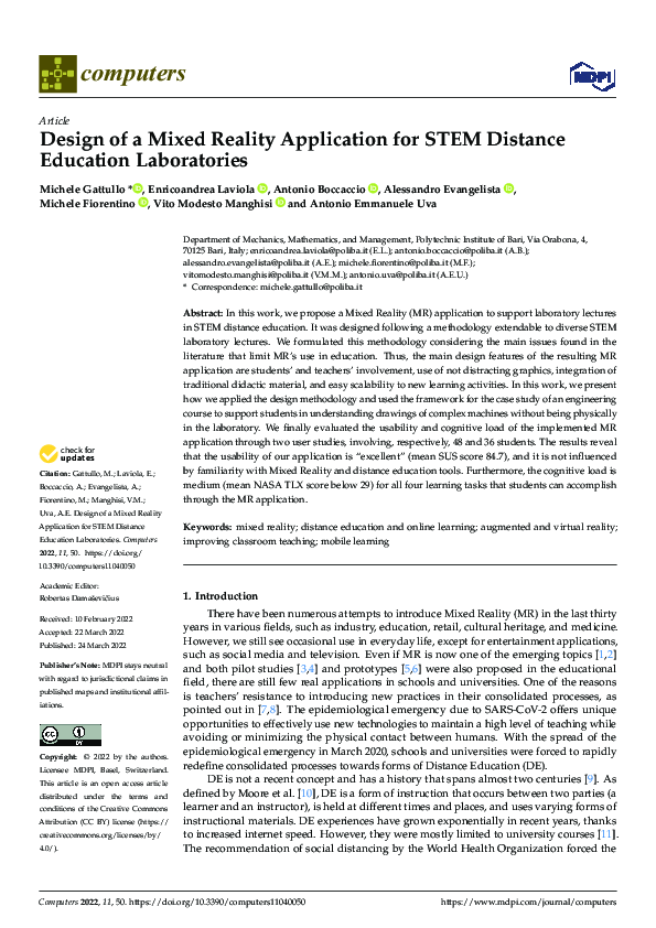 (PDF) Design of a Mixed Reality Application for STEM Distance Education ...