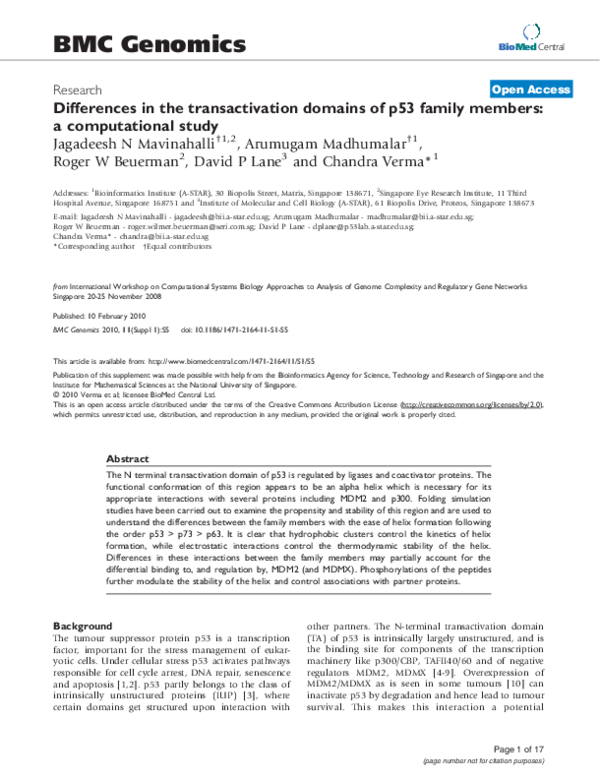 (PDF) Differences in the transactivation domains of p53 family members ...