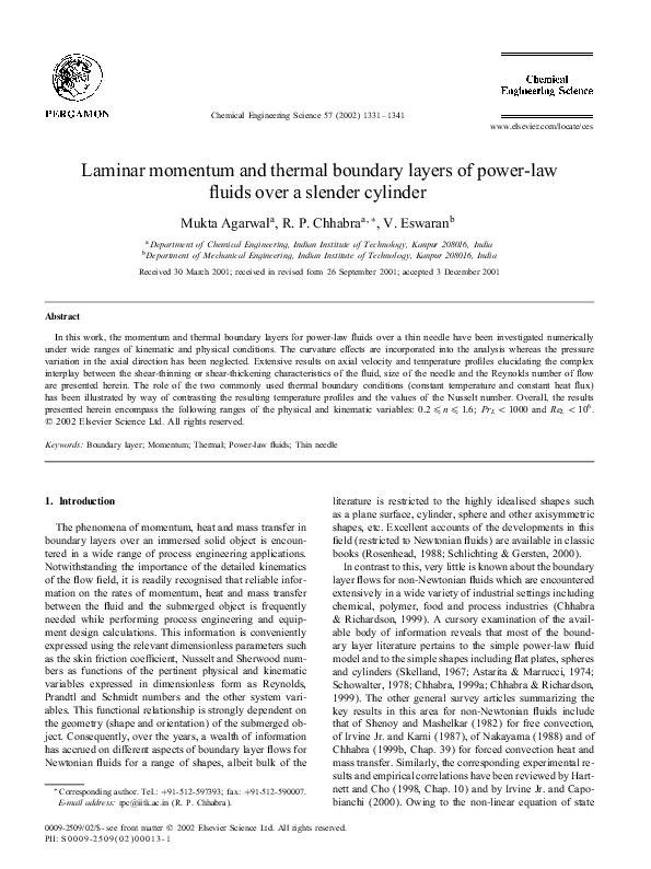 (PDF) Laminar momentum and thermal boundary layers of power-law fluids ...