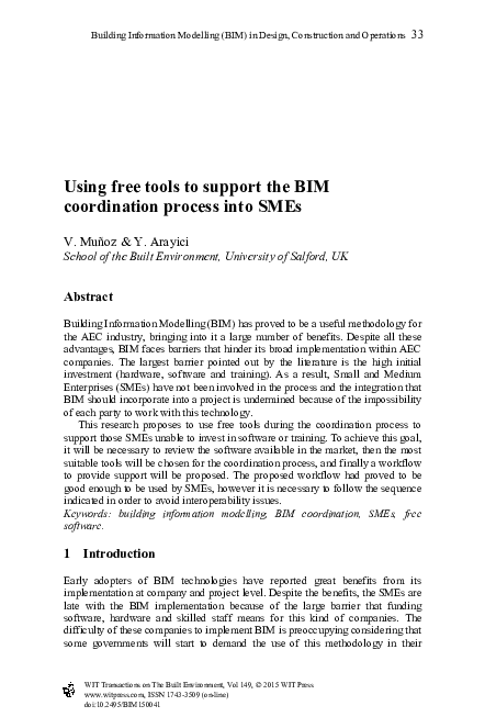 (PDF) Using free tools to support the BIM coordination process into SMEs