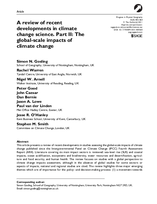 (PDF) A review of recent developments in climate change science. Part ...