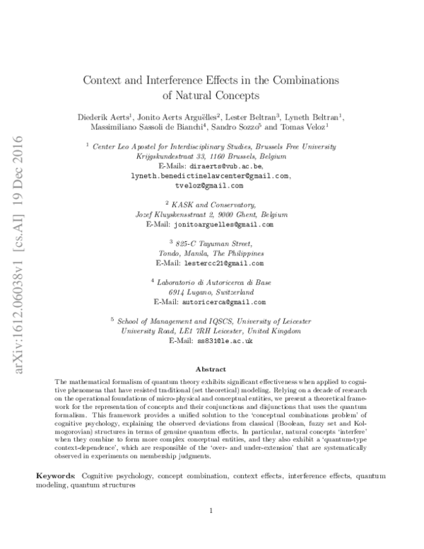 (PDF) Context and Interference Effects in the Combinations of Natural ...