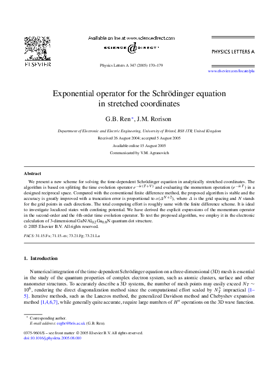 (PDF) Exponential operator for the Schrödinger equation in stretched ...
