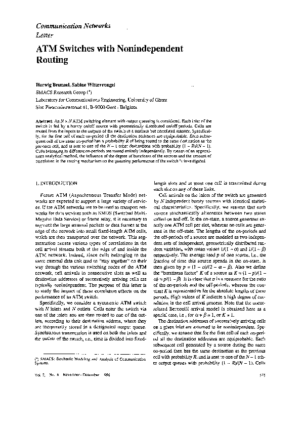 (PDF) Letter: ATM switches with nonindependent routing