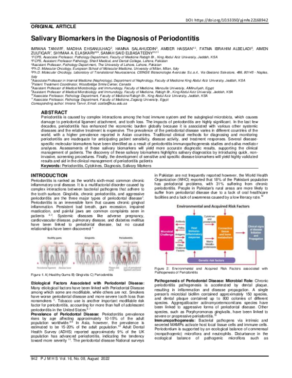(PDF) Salivary Biomarkers in the Diagnosis of Periodontitis