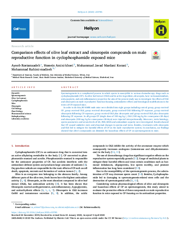 (PDF) Comparison effects of olive leaf extract and oleuropein compounds ...