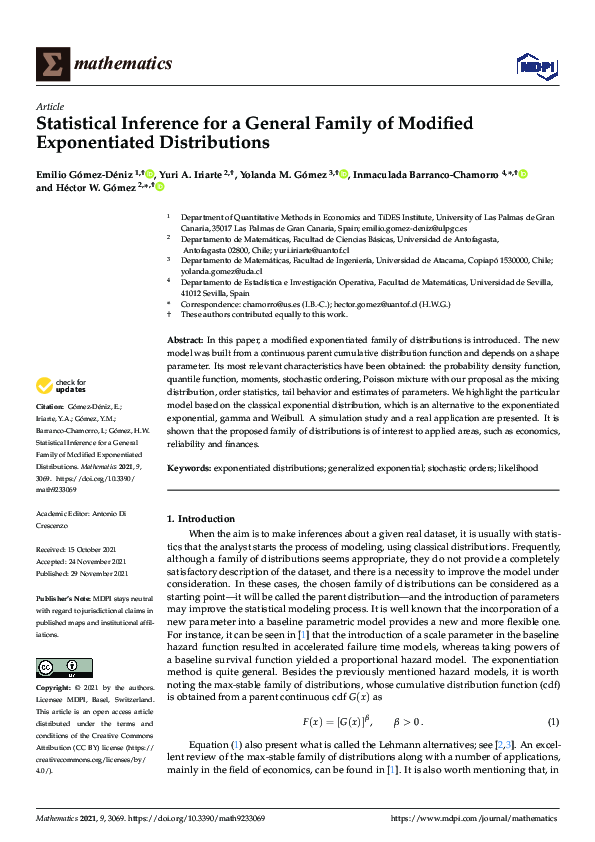 (PDF) Statistical Inference for a General Family of Modified ...