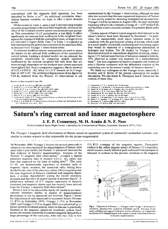(PDF) Saturn's ring current and inner magnetosphere