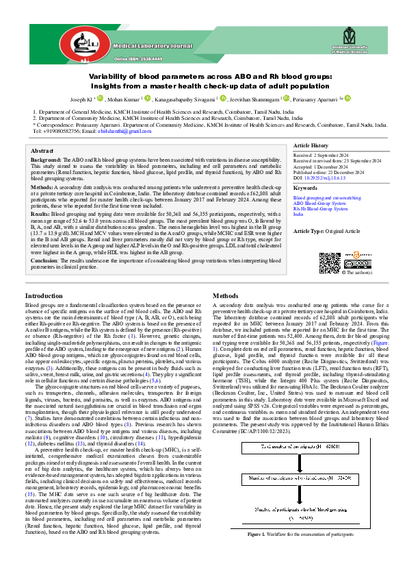 (PDF) Variability of blood parameters across ABO and Rh blood groups ...