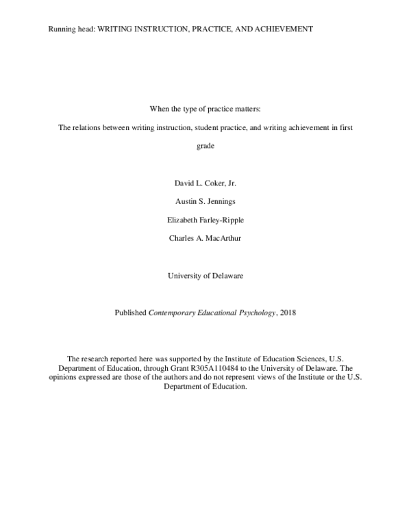 (PDF) When the Type of Practice Matters: The Relations between Writing ...