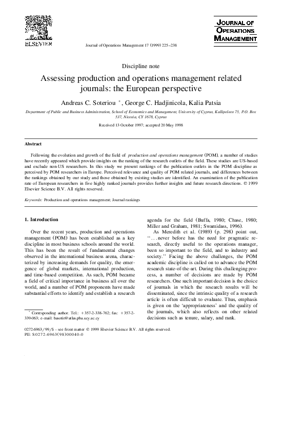 (PDF) Assessing production and operations management related journals ...