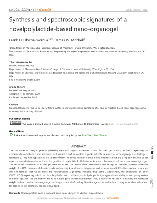 (PDF) Synthesis and spectroscopic signatures of a novelpolylactide ...