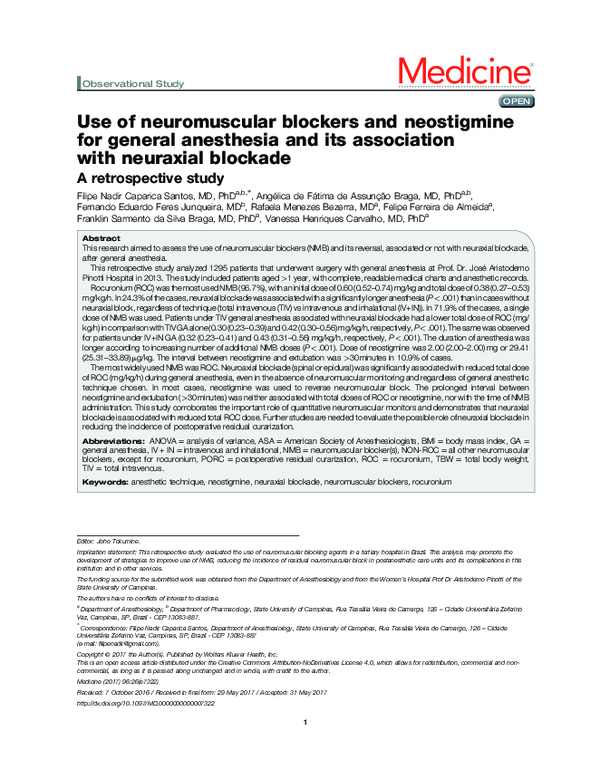 (PDF) Use of neuromuscular blockers and neostigmine for general ...