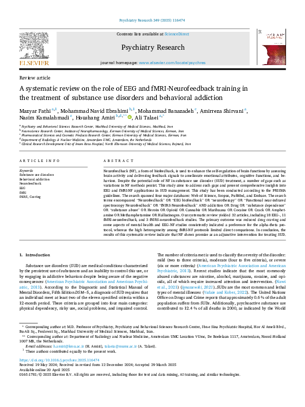 (PDF) A systematic review on the role of EEG and fMRI-Neurofeedback ...