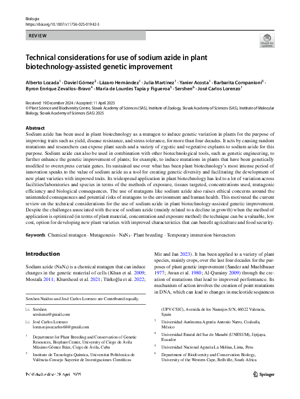 (PDF) Technical considerations for use of sodium azide in plant ...