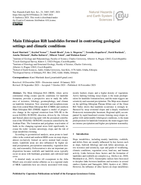 (PDF) Main Ethiopian Rift landslides formed in contrasting geological ...