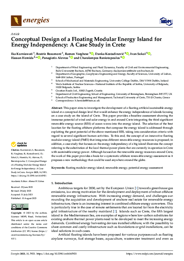 (PDF) Conceptual Design of a Floating Modular Energy Island for Energy ...