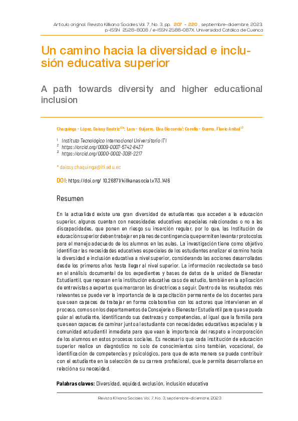 (PDF) Camino Hacia La Diversidad e Inclusión Educativa Superior