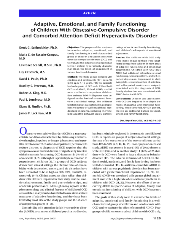 (PDF) Adaptive, Emotional, and Family Functioning of Children With ...