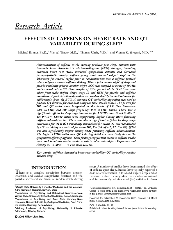 (PDF) Effects of caffeine on heart rate and QT variability during sleep