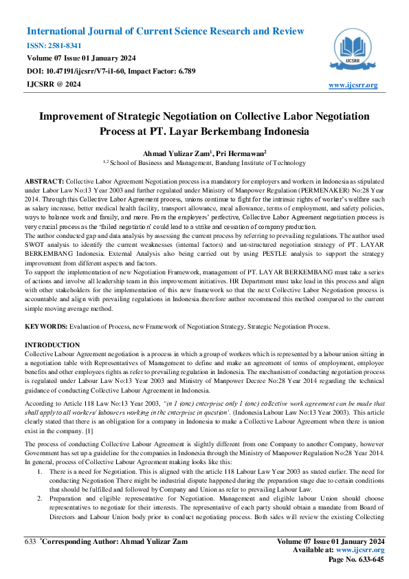 (PDF) Improvement of Strategic Negotiation on Collective Labor ...