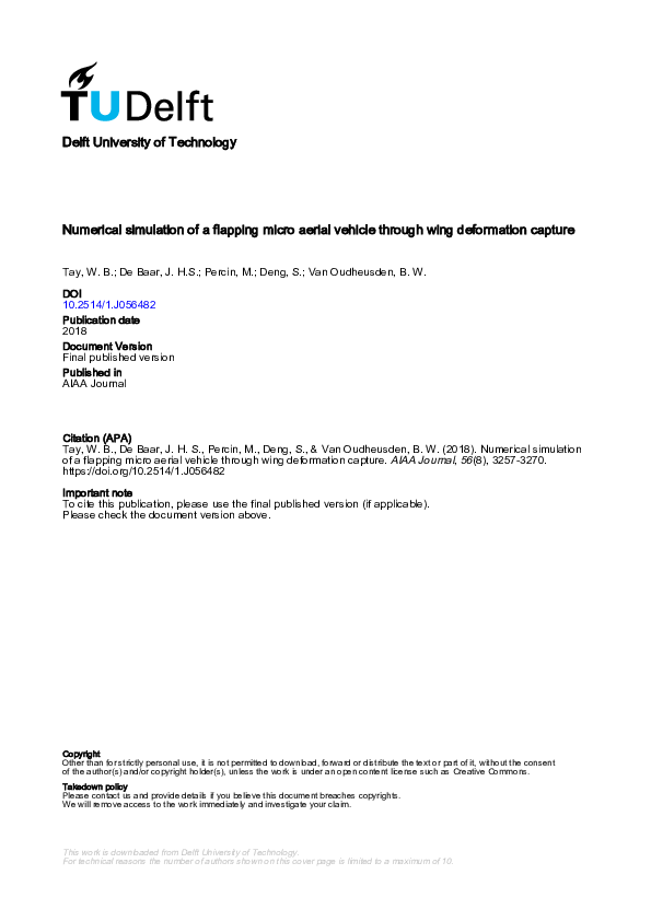 (PDF) Numerical Simulation of a Flapping Micro Aerial Vehicle Through ...