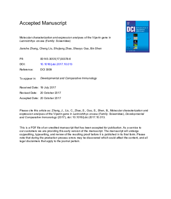 (PDF) Molecular characterization and expression analysis of a cDNA ...