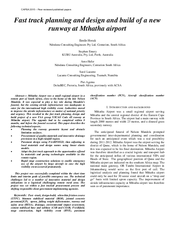 (PDF) Fast track planning and design and build of a new runway at ...