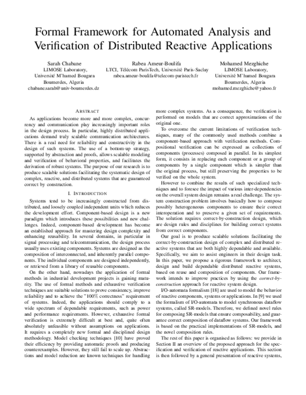 (PDF) Formal framework for automated analysis and verification of ...