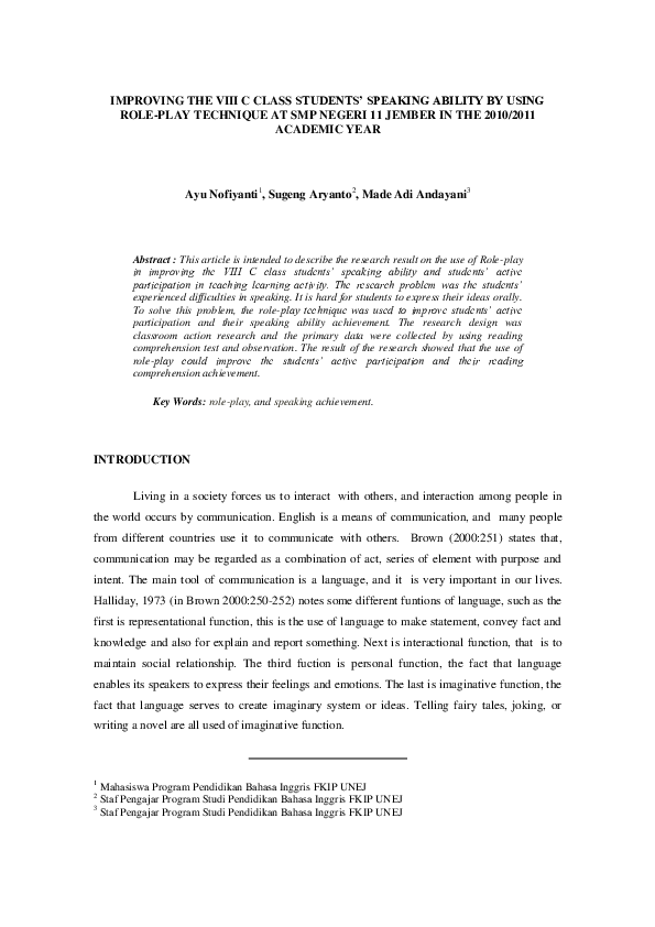 (PDF) Improving the VIII C Class Students’ Speaking Ability by Using ...