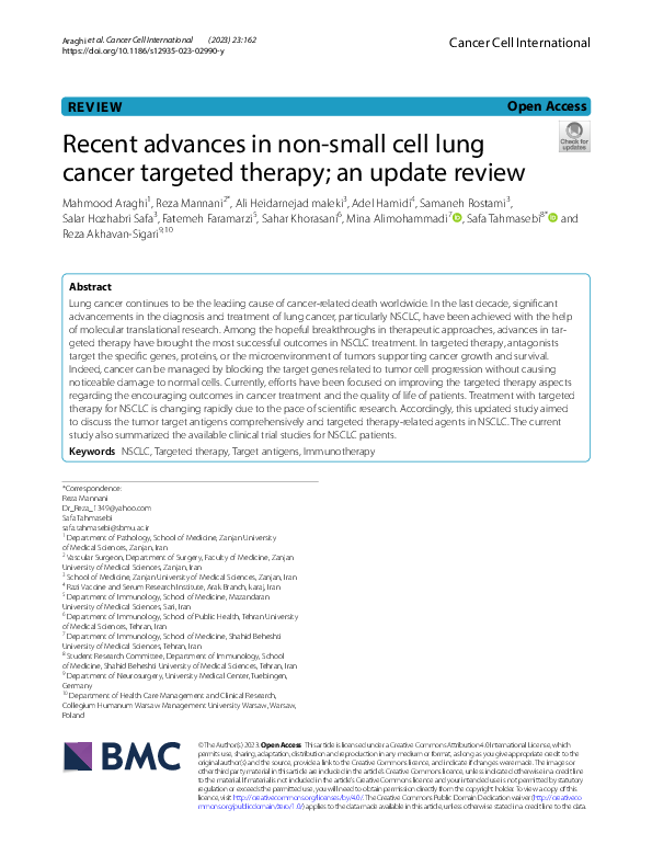 (PDF) Recent advances in non-small cell lung cancer targeted therapy ...