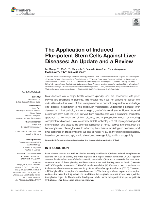 (PDF) The Application of Induced Pluripotent Stem Cells Against Liver ...