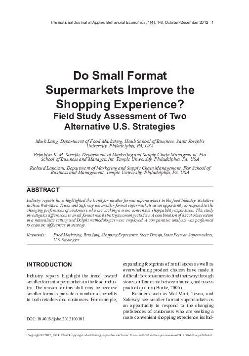 (PDF) Do Small Format Supermarkets Improve the Shopping Experience?