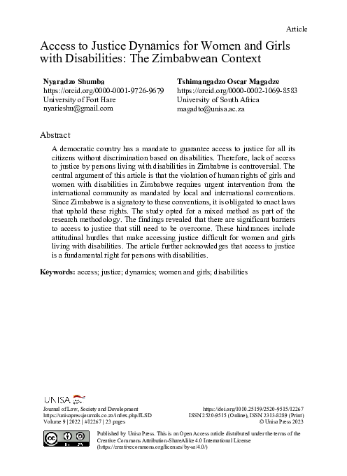 (PDF) Access to Justice Dynamics for Women and Girls with Disabilities ...