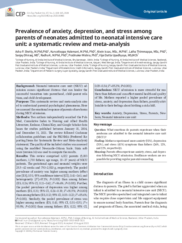 (PDF) Prevalence of anxiety, depression, and stress among parents of ...
