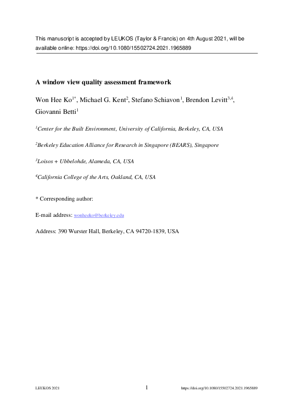 (PDF) A Window View Quality Assessment Framework
