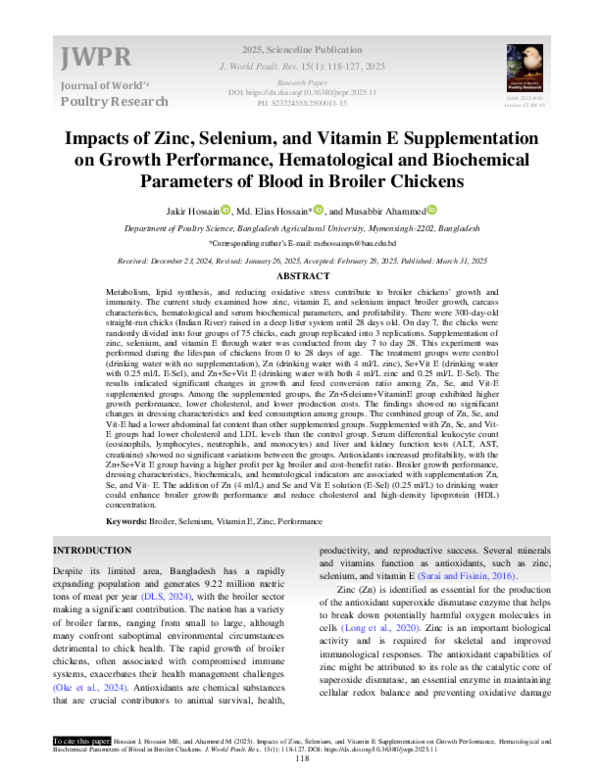 (PDF) Impacts of Zinc, Selenium, and Vitamin E Supplementation on ...