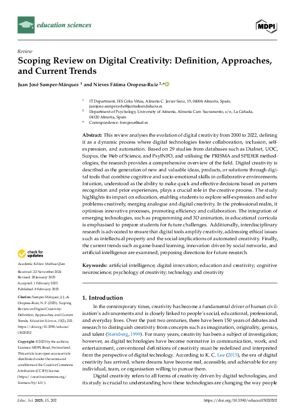 (PDF) Scoping Review on Digital Creativity: Definition, Approaches, and ...