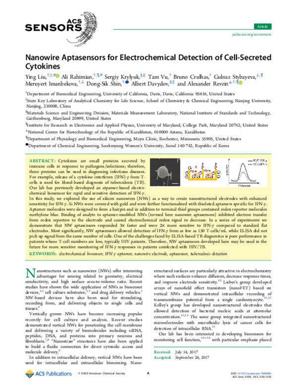 (PDF) Nanowire Aptasensors for Electrochemical Detection of Cell ...