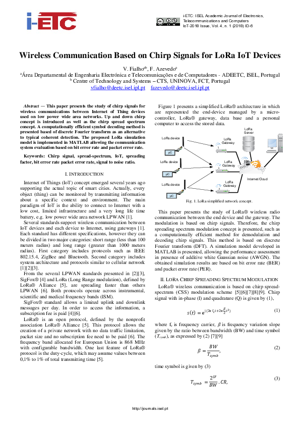 (PDF) Wireless communication based on chirp signals for LoRa IoT Devices