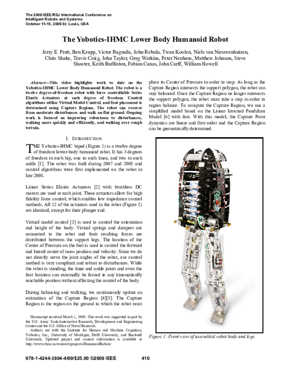 (PDF) The Yobotics-IHMC Lower Body Humanoid Robot