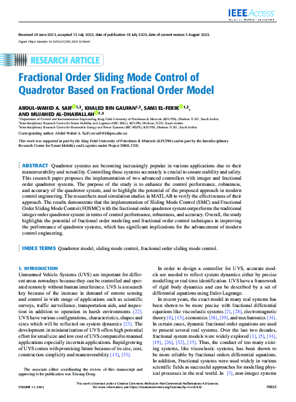 (PDF) Fractional Order Sliding Mode Control of Quadrotor Based on ...