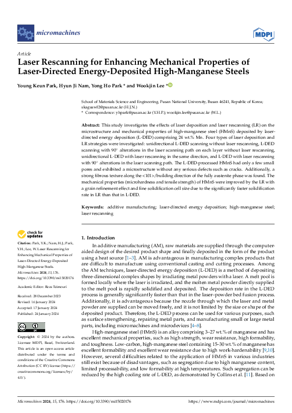(PDF) Laser Rescanning for Enhancing Mechanical Properties of Laser ...