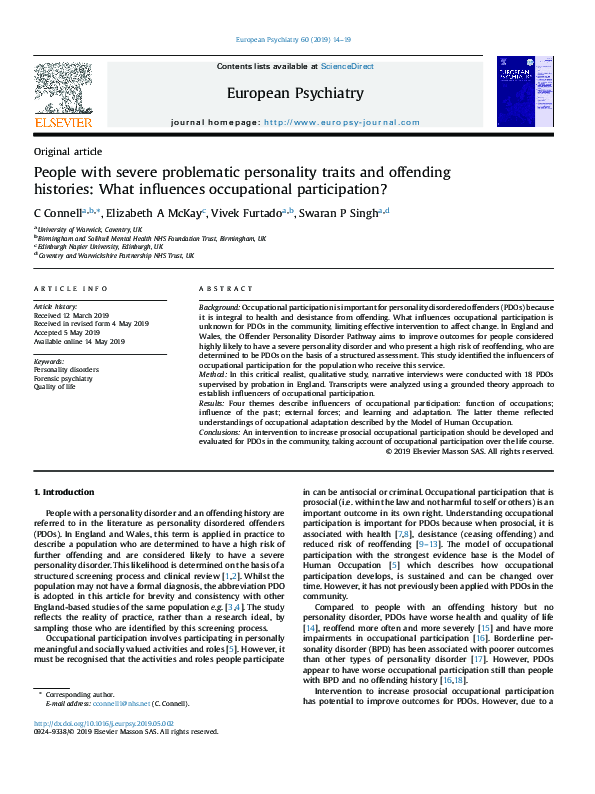 (PDF) People with severe problematic personality traits and offending ...